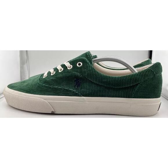 Polo Ralph Lauren Keaton Men's Green Corduroy Sneakers Shoes Size 11 Pony Logo - Picture 7 of 8